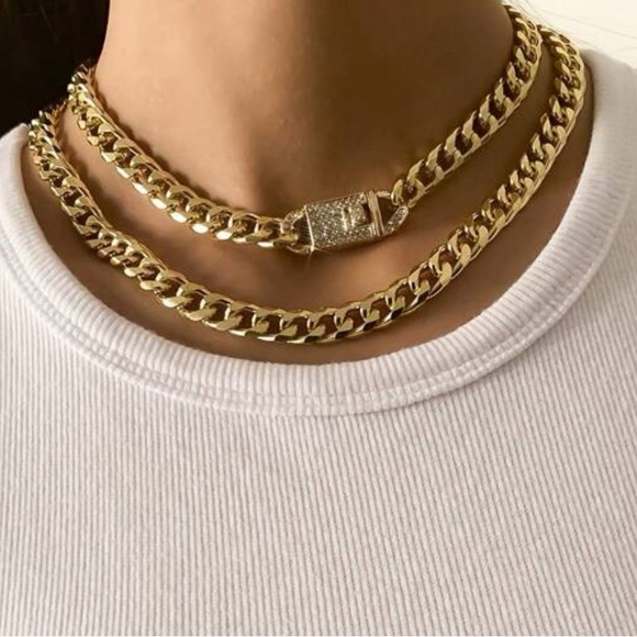 Accessories - Double Layer Lock Fashion Necklace